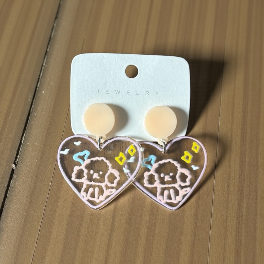 Charming Heart-Shaped With Dog Earrings with Pastel Accents